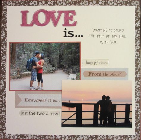 scrapbook page for wedding proposal | Layout: Scrapbook Proposal Page 9 Scrapbook Ideas For Couples, Scrapbook Ideas For Boyfriend, Proposal Layout, Boyfriend Scrapbook, Romantic Scrapbook, Couple Scrapbook, For Couples, Anniversary Scrapbook, Scrapbook Cover