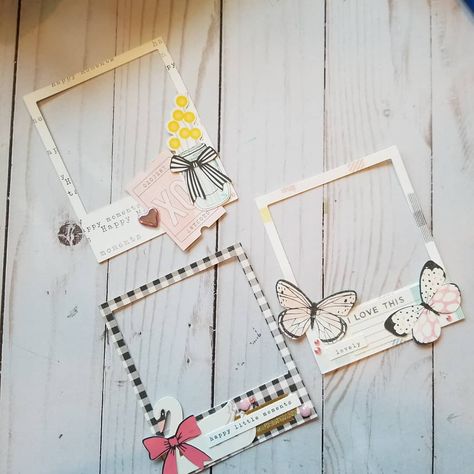 Scrapbook Embellishments Ideas, Handmade Frames Ideas Crafts, Mini Decorations, Diy Embellishments Scrapbook, Paper Frame, Making Embellishments For Paper Crafts, Craft Cards Handmade, Polaroid Embellishments, Scrapbook Embellishment Clusters