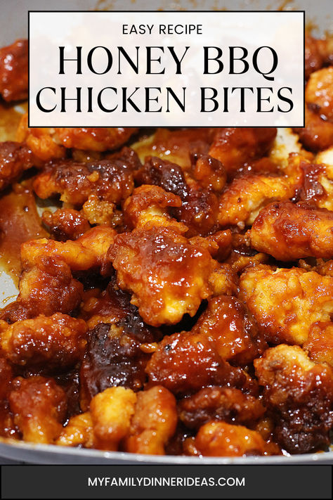 Honey BBQ Chicken Bites Baked Honey Bbq Chicken Bites, Summer Dinners Recipes, Honey Bbq Chicken Bites, Honey Barbeque Chicken, Sandwich Recipes Dinner, Bbq Chicken Bites, Easy Skillet Chicken, Meatball Dinner, Bbq Chicken Breast