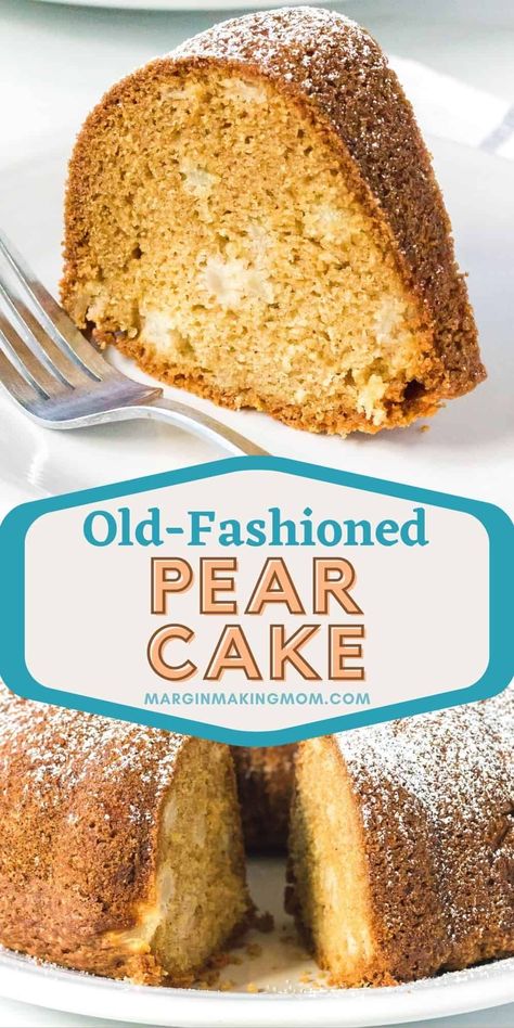 Pear Bundt Cake, Pear Recipes Easy, Pear Cake Recipes, Pear Dessert Recipes, Pear Bread, Easy Bundt Cake, Pear Dessert, Canned Pears, Pear Cake