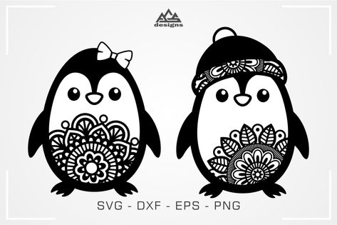 Penguin Mandala, Baby Spiderman, Unicorn Svg, Cute Penguin, Free Svg Files, Svg For Cricut, Cameo Projects, Free Svg Cut Files, Cute Penguins