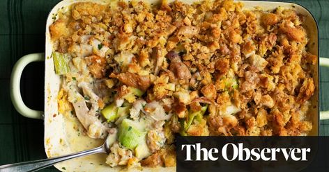 Nigel Slater’s chicken tarragon crumble and plum crumble recipes | Food | The Guardian Bean Casserole Recipes, Savoury Crumble, Chicken Tarragon, Crumble Recipes, Steamed Spinach, Plum Crumble, Roast Chicken Leftovers, Fruit Crumble, Nigel Slater