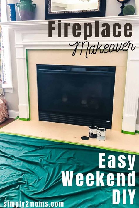 This budget-friendly $25 fireplace update can be done in less than a weekend. Get step-by-step instructions and tips to paint a marble fireplace surround using chalk paint, including which brand holds up to the heat. #chalkpaint #chalkedpaint #fireplacesurround #paintedmarble #fireplacemakeover #paintingmarble #simple #DIY #simply2moms Updating Fireplace Tile, Cover Marble Fireplace, Upcycle Fireplace Surround, Update Marble Fireplace, 90s Fireplace Makeover, Stenciled Fireplace, Paint Fireplace Tile, Painted Fireplace Mantels, Tile Around Fireplace