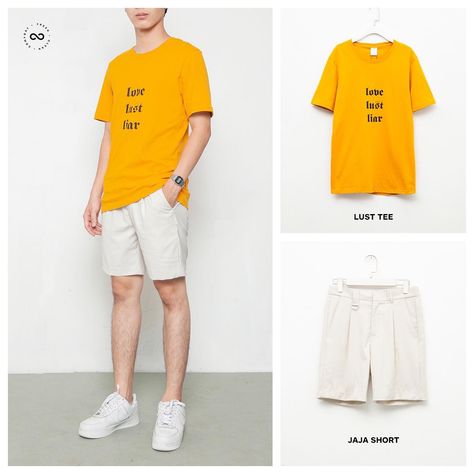 #outfits with #shorts and light yellow #tshirt Yellow Tshirt Outfits For Men, Tshirt And Shorts Outfit, Outfits With Shorts, Yellow Tshirt, Cool Outfits For Men, Yellow T Shirt, Yellow Shirts, Tshirt Outfits, Outfit Style