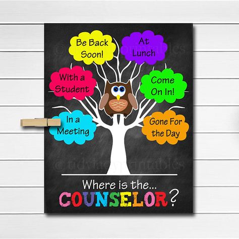 Printable Counselor Door Sign and coordinating counselor office posters to make your counseling office the best place it can be for students! The school counselor posters make a great gift for counselors, therapists or psychologists - especially that work with children! This set of School Nurse Door Sign, Office Door Hanger, Nurse Door Sign, School Nurse Door, Counselor Door Sign, Counselor Door, School Counselor Posters, Counselor Posters, Nurse Office Decor