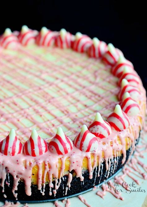 Peppermint Cheesecake with Oreo Cake Crust from willcookforsmiles.com #cheesecake #peppermint #oreo Cheesecake Peppermint, Christmas Cheesecake Recipes, Cheesecake Ideas, Holiday Cheesecake, Jello Jigglers, Will Cook For Smiles, Holiday Desserts Christmas, Cheesecake Oreo, Christmas Cheesecake