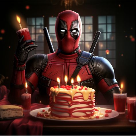 Deadpool Happy Birthday, Deadpool Birthday, Deadpool Artwork, Spiderman Cake Topper, Deadpool Art, Deadpool Movie, Deadpool Wallpaper, Birthday Wishes Greetings, Spiderman Cake