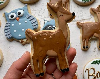 Deer cookies | Etsy Deer Sugar Cookies, Turkey Sugar Cookies, Hedgehog Cookies, Woodland Creatures Baby Shower, Hunting Birthday, Royal Icing Sugar, Rose Cookies, Owl Cookies, Vanilla Sugar Cookie