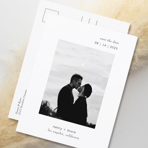 Ultra Minimal Modern Typography Photo Wedding Save Announcement Postcard | Zazzle#Elegant #DIYWeddingInv #UniqueInvitations #WeddingInspo
#WeddingIdeas Save The Date Wedding Ideas, Save The Date Polaroid, Engagement Announcement Cards, Letterpress Studio, Save The Date With Photo, Save The Date Ideas, Bride Vibes, Postcard Wedding Invitation, 2025 Wedding