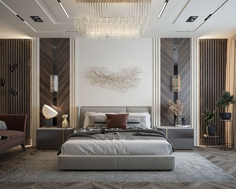 Master Bedroom Located in Stone Park on Behance Unique Bedroom Design, Bedroom Interior Design Luxury, Bedroom Dressing, Modern Bedroom Interior, Luxury Bedroom Master, Bedroom Decor Design, Bedroom Bed Design, Classic Bedroom, Modern Bedroom Decor