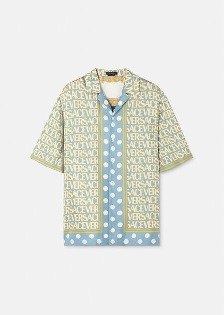 Versace Shirts, Luxury Pattern, Versace Blue, Versace Style, Versace Kids, Luxury Clothes Men, Logo Azul, Versace Fashion, Printed Silk Shirt