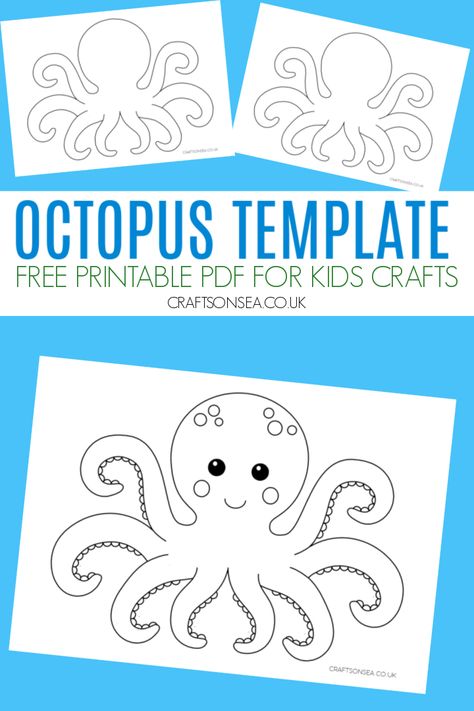 Octopus Template (FREE Printable PDF) Octopus Crafts For Preschoolers, Octopus Preschool, Octopus Crafts For Toddlers, Octopus Craft Preschool, Octopus Crafts For Kids, Octopus Template, Ocean Printables Free, Octopus Pattern, Fish Printables Free