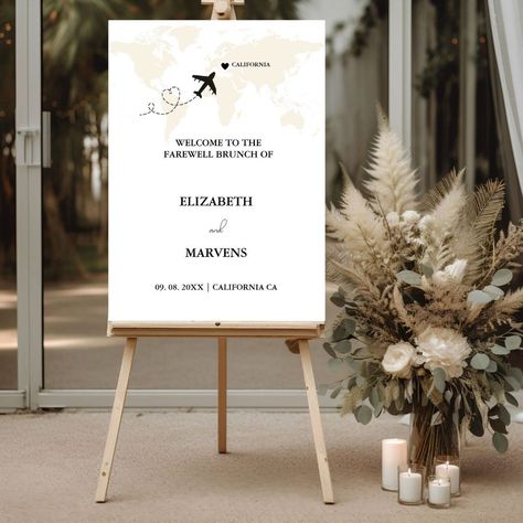 Modern Destination Welcome Wedding Farewell Brunch Editable Template Farewell Brunch, Welcome Wedding Sign, Adventure Design, Travel Theme Wedding, Bridal Shower Decor, The Wedding Date, Wedding Welcome Sign, Wedding Welcome Signs, Travel Themes