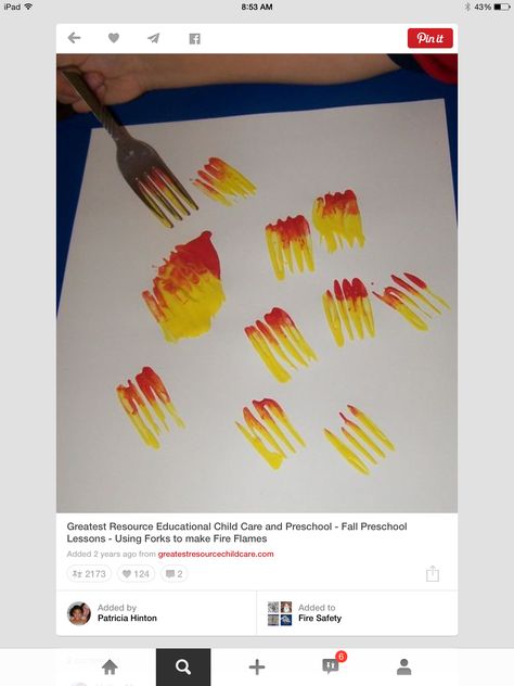 Fork fire                                                                                                                                                                                 More Fire Safety Preschool Crafts, Fire Safety Lessons, Fire Safety Crafts, Fire Safety Unit, Fire Safety Theme, Fire Safety Activities, Fire Safety Preschool, Safety Crafts, Fire Safety Week