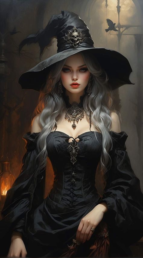 Witch Pictures, Image Halloween, Fantasy Witch, Dark Witch, Beautiful Witch, Fantasy Magic, Halloween Artwork, Ancient Beauty, Halloween Costume Outfits