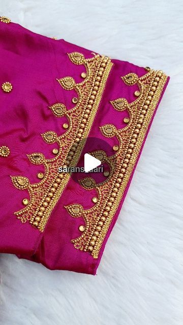 Pink Blouse Aari Work Design, Aariwork Blouse Designs, Aari Work Blouse Simple Design, Simple Aari Work Blouse, Stitching Classes, Hand Work Design, Aari Work Blouse, Maggam Work Blouses, Back Neck Designs