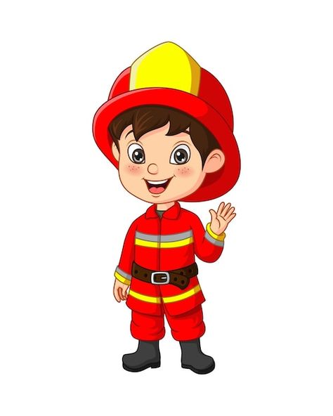 Fire Fighter Cartoon, Fireman Cartoon, Fireman Clipart, Firefighter Cartoon, Police Themed Birthday Party, Firefighter Images, Kids Car Bed, Fireman Costume, Shopping Bag Pattern