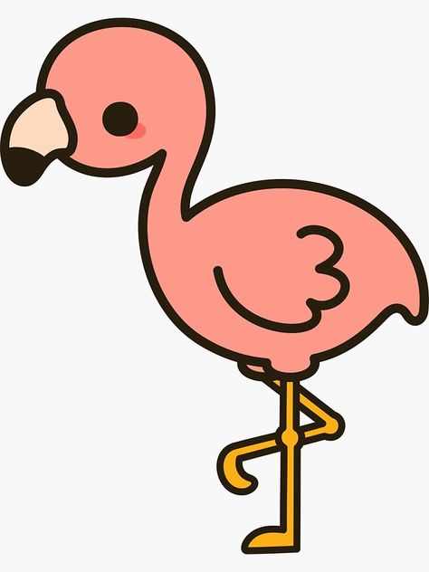 Pegatina «Flamenco lindo» de peppermintpopuk | Redbubble Easy Drawings Flamingo, Cute And Easy Animals To Draw, Cute Flamingo Drawing Easy, Flamingo Cute Drawing, Cute Drawing Ideas Easy Simple Animals, Flamingo Cartoon Drawing, Simple Flamingo Drawing, Flamingo Easy Drawing, Cute Animals To Draw Easy