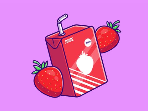 Juice🧃🍓🍊 on Behance Juice Carton Drawing, Coptic Markers, Drink Illustration, Juice Carton, Box Cartoon, Vegetable Illustration, Fox Drawing, Strawberry Juice, Juice Box