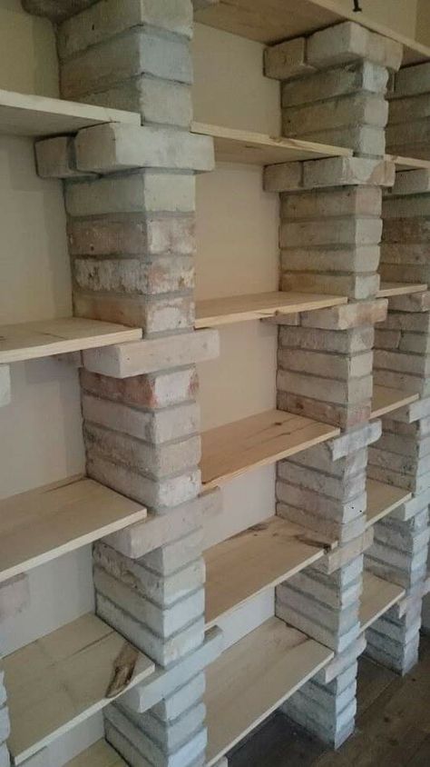 Brick Shelves, Modern Rustic Interiors, Diy Shelves, Design Case, Patio Decor, Home Deco, Home Projects, Diy Gifts, Home Design