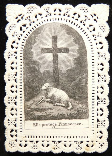 Antique 1874 French Lace Holy Card ... Lamb Of God Catholic Guilt, Sacrificial Lamb, Preacher's Daughter, Catholic Aesthetic, Religious Imagery, Lady Of Sorrows, Joan Of Arc, Southern Gothic, Six Feet Under