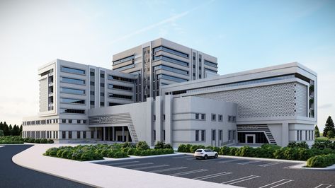 Hospital Facade Design, Hospital Exterior Design Facades, Hospital Elevation Design, Modern Hospital Architecture, Hospital Building Design, Infrastructure Architecture, Hospital Design Architecture, Building Front Designs, Modern Hospital