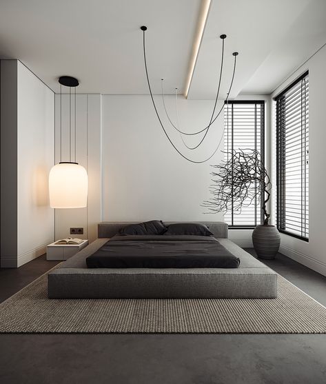 Bedroom Inspirations Cozy, Minimal Bedroom Ideas, Rug Under Bed, Bedhead Design, Stylish Bedroom Decor, Minimal Bedroom, Dark Bedroom, Kids Interior Room, Minimalist Room