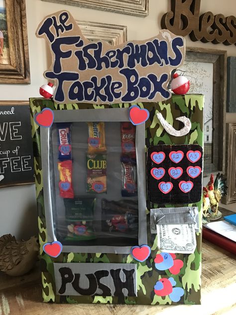 Valentine’s Box - Fisherman’s Tackle Box Fishing Valentines Box Ideas, Fishing Valentines, Valentine Card Box, Valentine Day Boxes, Blue Valentine, Boy Fishing, Valentines Card, Tackle Box, Fishing Theme