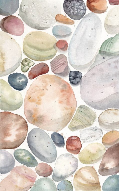 Original watercolour painting of a collection of pebbles gathered on vacation at French Beach. French Beach, Coastal Watercolor, Lake Superior Agates, Diy Watercolor Painting, Diy Watercolor, Easy Watercolor, Watercolor Drawing, Pebble Art, On Vacation