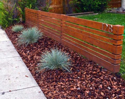 Top 60 Best Front Yard Fence Ideas - Outdoor Barrier Designs Fence Remodel, Housing Decor, Modern Gardening, Baseboard Moulding, Cheap Landscaping Ideas, Sloped Yard, Modern Fence Design, Modern Front Yard, Yard Fence