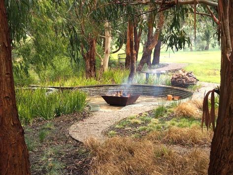 Musk Cottage firepit Australian Garden Design, Tropical Landscape Design, Bush Garden, Australian Native Garden, Australian Landscape, Australian Garden, Australian Native Plants, Garden Fire Pit, Coastal Gardens