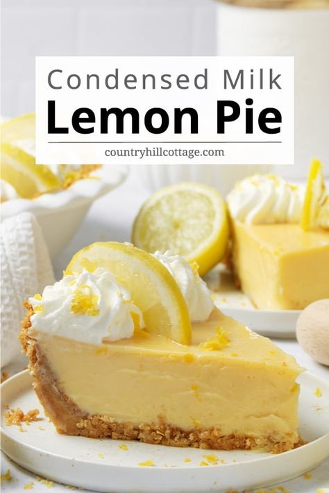 Lemon Pie Recipe Condensed Milk, Creamy Lemon Pie, Holiday Pie, Lemon Pie Recipe, Lemon Treats, Condensed Milk Recipes, Lemon Dessert Recipes, Food Appetizers, Cracker Crust