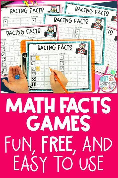 Math Facts Games that are fun, free, and easy to use! A great way to learn in your classroom! Multiplication Fact Practice Games, 3rd Grade Math Fluency Games, Addition Fluency Games 2nd Grade, Math Facts Printables Free, Fun First Grade Math Activities, Make And Take Math Games, Math Games 3rd Grade Free, Third Grade Math Games Free, Fast Facts Math