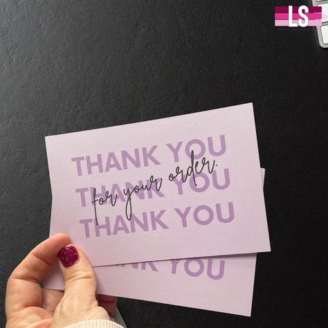 Cute Thank You Cards For Small Business, Thank You Postcard Business, Ecommerce Thank You Card, Purple Thank You Cards, Thank You Card For Customers Pink, Business Etiquette, Business Vision Board, Graphic Shapes Design, Small Business Cards