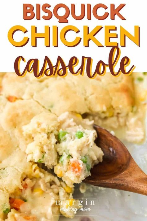 If you need a hearty casserole for an easy weeknight dinner idea, this Bisquick chicken casserole is it! It's chock full of tender chicken and veggies in a savory sauce, with a delicious Bisquick topping. Chicken And Dumplings Casserole Bisquick, Bisquick Chicken Recipes Oven Baked, Chicken Casserole Biscuits, Chicken And Dumpling Casserole With Bisquick, Chicken Cobbler Casserole With Bisquick, Turkey Bisquick Casserole, Chicken Casserole With Bisquick, Bisquick Chicken Pot Pie Casserole, Bisquick Chicken Cobbler