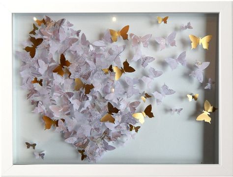 Paper Butterfly Wall Art, 3d Butterfly Art, Cutout Art, Flying Butterfly, White Butterflies, Flower Shadow Box, Origami Butterfly, Paper Butterfly, Butterfly Crafts