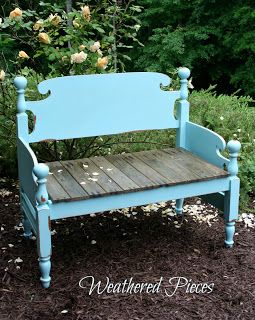 Transforming Furniture - From Bed Frame to Bench - American Paint Company Diy Bank, Bed Frame Bench, Headboard Benches, Porch Bench, Headboard Bench, Transforming Furniture, American Paint, Diy Bench, Wood Bed