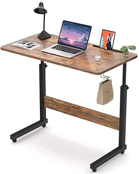 Amazon.com: Armocity Height Adjustable Desk, 32" Manual Standing Desk Small Mobile Rolling Computer Desk with Wheels and Hook, Portable Laptop Table for Home Office Living Room Bedroom, Rustic : Musical Instruments Desk With Wheels, Mobile Standing Desk, Portable Laptop Table, Big Comfy Chair, Rolling Desk, Adjustable Computer Desk, Height Adjustable Desk, Stand Up Desk, Home Office Living Room