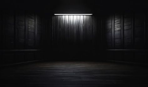 A dark empty room interior with wooden w... | Premium Photo #Freepik #photo #dark-room #wooden-floor #wooden-wall #3d-illustration Dark Room Background, Empty Rooms Interior, Dark Atmosphere, Dark Living Rooms, Black Room, Empty Room, Dark Interiors, Wooden Floor, Creepy Art