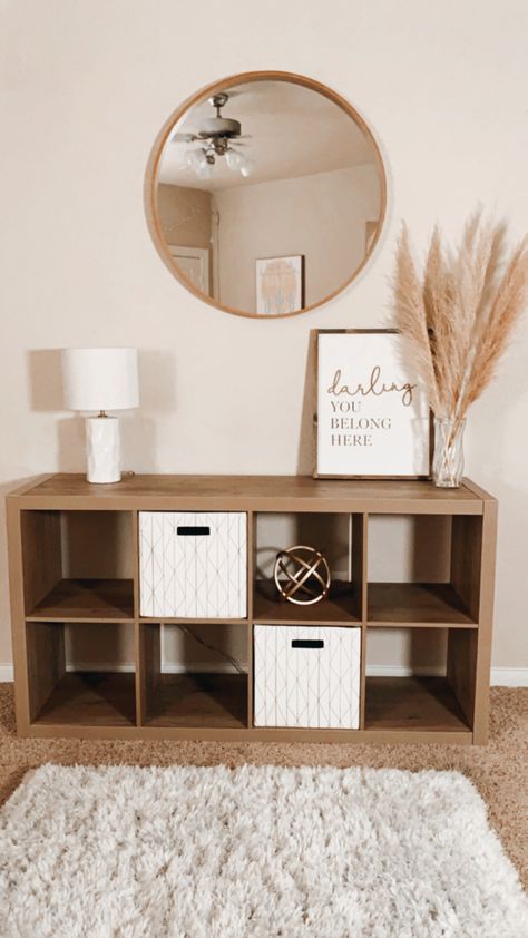 Entryway cube storage organizer home decor ideas on a budget by Amazon Walmart Apartment Deco, Apartment Decorating Living, Apartment Decorating On A Budget, First Apartment Decorating, Apartment Decor Inspiration, Decor Home Living Room, Apartment Inspiration, Living Room Decor Apartment, Apartment Room