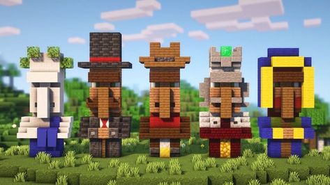 Statues In Minecraft, Villager Statue, Minecraft Library Ideas, Minecraft Palace, Minecraft Statues, Minecraft World, Minecraft Banner Designs, Minecraft Banners, Cool Minecraft Creations