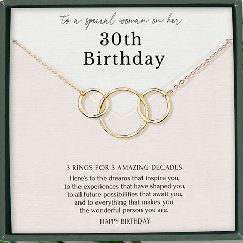 30th Birthday Jewelry, Best Friend 30th Birthday Quotes, 30th Bday Gifts For Her, 30th Birthday Card Ideas For Women, 30th Birthday Quotes For Women, 30 Birthday Theme For Women Party Ideas, 30th Birthday Ideas For Women Gifts, Younger Sister Birthday Quotes, 30th Birthday Gift Ideas For Women