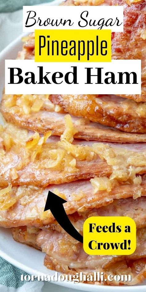 brown sugar pineapple baked ham Pineapple Baked Ham, Pineapple Baked, Baked Ham Recipe, Baked Ham With Pineapple, Brown Sugar Pineapple, Ham In The Oven, Brown Sugar Ham, Ham Recipes Baked, Low Carb Sandwiches