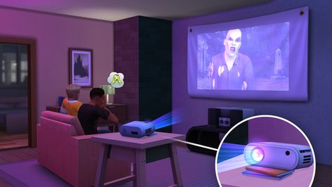 Diy Movie Screen, Home Projector, Sims 4 Tsr, The Sims 4 Skin, Play Sims 4, The Sims 4 Pc, Mini Tv, Free Sims 4, The Sims 4 Packs