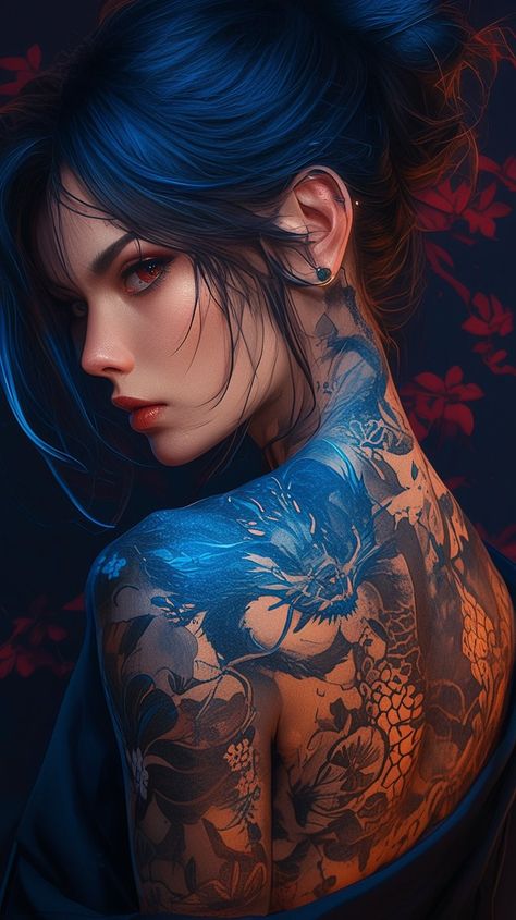 Yakuza Character, Tattoo Girl Wallpaper, Afro Samurai, Geisha Art, Traditional Japanese Tattoos, Fairytale Photography, Japanese Tattoo Designs, Digital Portrait Art, Japanese Tattoo Art