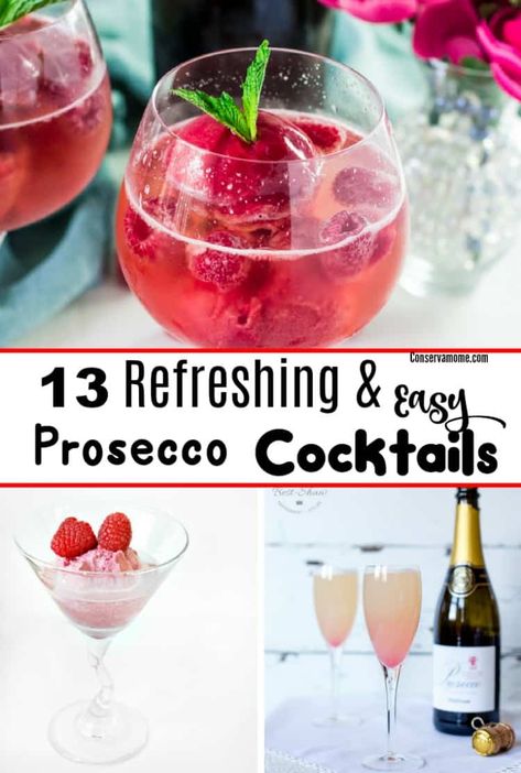 Check out 13 Refreshing & Easy Prosecco Cocktails to make any meal a delicious hit. #proseccococktail #prosecco Prosecco Drinks Easy, Prosecco Recipes, Prosecco Cocktails Easy, Prosecco Punch, Prosecco Cocktail Recipes, Spooky Cocktails, Types Of Drinks, Prosecco Drinks, Beverages Recipes