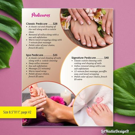 4-page Nail Salon Menu Nail Salon Price List Pedicure, Manicure, Waxing, Lash Extension Services Menu CUSTOM DESIGN - Etsy Nail Salon Price List, Menu Nail, Nail Salon Prices, Salon Price List, Salon Names, Manicure Nail Designs, Nail Prices, Pedicure Manicure, Nail Services