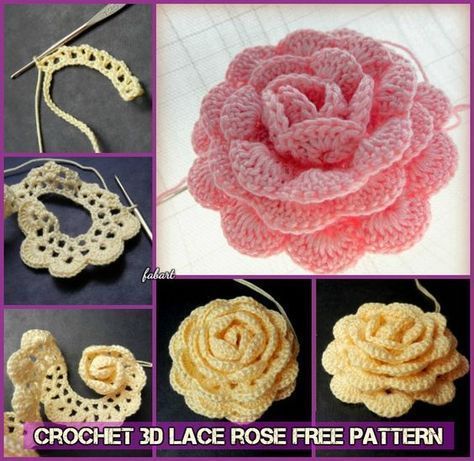 Free Crochet Rose Pattern, Crochet Puff Flower, Crochet Rose Pattern, Crochet Flowers Easy, Crochet Flowers Free Pattern, Crocheted Flowers, Crochet Hook Set, 3d Rose, Crochet Flower Tutorial