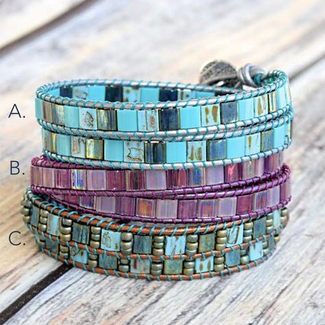 Anita Groundwater – Beadshop.com Hippie Jewelry Diy, Mens Bracelet Diy, Wrap Armband, Beaded Leather Wraps, Boho Wrap Bracelet, Estilo Hippy, Daily Jewelry, Stylish Bracelet, Braided Leather Bracelet