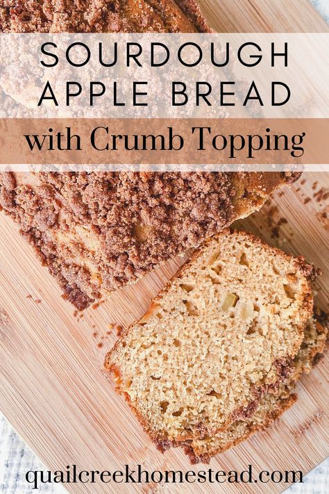 Sourdough Apple Bread with Crumb Topping Sweet Cinnamon Bread, Apple Sourdough, Sourdough Apple, Crumb Topping Recipe, Homemade Cottage Cheese, Lemon Zucchini Bread, Apple Crumb Cakes, Apple Streusel, Sourdough Starter Discard Recipe